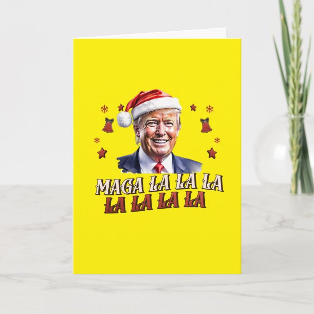 Trump MAGA La La La Christmas Card Patriotic Kort (Framsida)