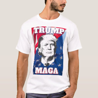TRUMP MAGA med en amerikansk Flagga-bakgrund T Shirt