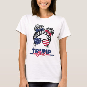 Trump Mamma invigningsdag 2025 Messy Bun American T Shirt