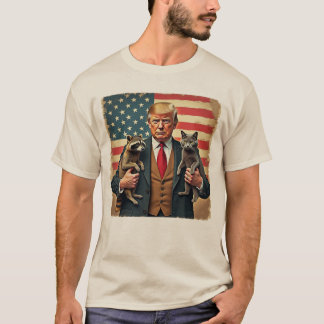 Trump med en katt tvättbjörn skjorta – Roligt tren T Shirt