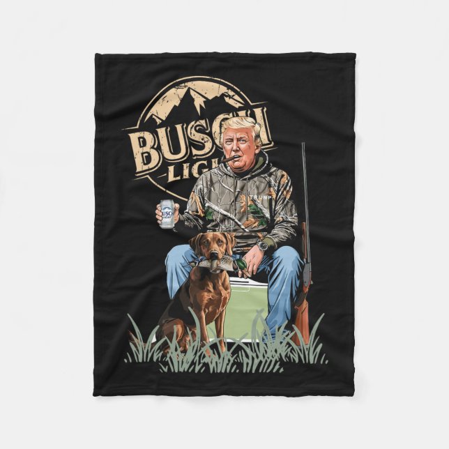 Trump med Hund Waterfowl Hunting Camo Preside Fleecefilt (Framsidan)