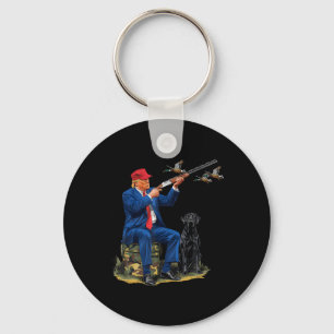 Trump med Hund Waterfowl Hunting Camo Preside Nyckelring