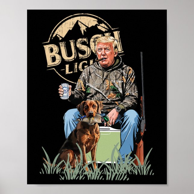 Trump med Hund Waterfowl Hunting Camo Preside Poster (Framsidan)