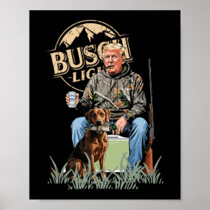 Trump med Hund Waterfowl Hunting Camo Preside Poster