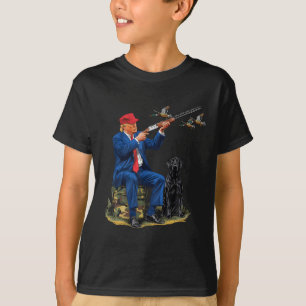 Trump med Hund Waterfowl Hunting Camo Preside T Shirt