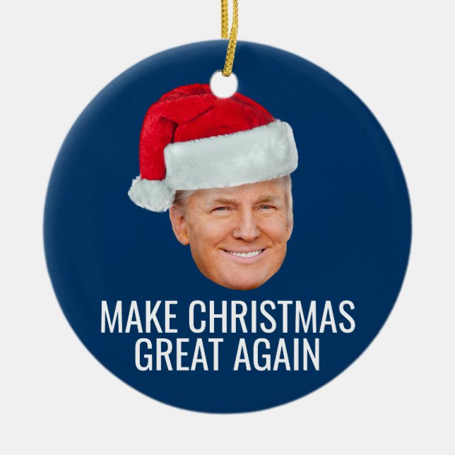 Trump med Santa Hat - Gör julen Underbar igen Julgransprydnad Keramik (Framsidan)