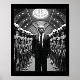 Trump med utomjordingar konspirationsteori UFO-vis Poster