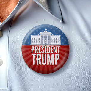 Trump med White House Stars och stripes Knapp