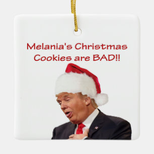 Trump, Melanias julkakor är BAD! Julgransprydnad Keramik