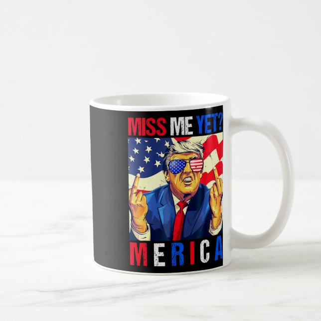 Trump Mellanfinger Saknar Du Mig Än Amerikansk Fla Kaffemugg (Höger)