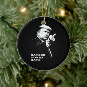 Trump Mellanstick 2026 Meme Rolig Julgransprydnad Keramik
