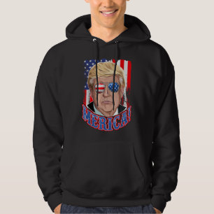 Trump Merica 4:e juli Amerikanska Flagga Murica Me Hoodie
