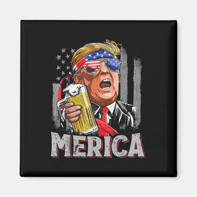 Trump Merica gör 4:e juli Underbar igen Manar Drin Magnet (Framsidan)