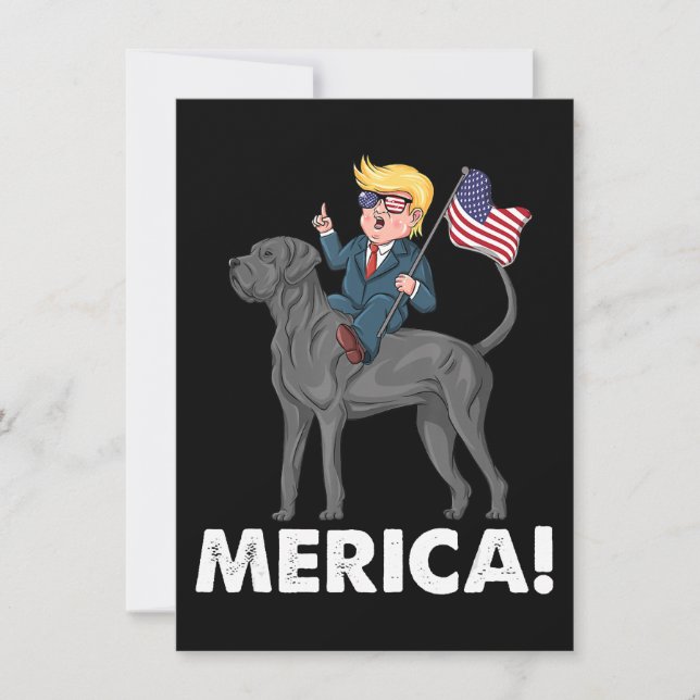 Trump Merica Great dane Hund American Hero 4:e Inbjudningar (Framsida)