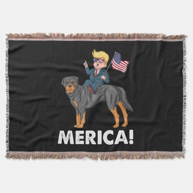 Trump Merica Rottweiler Hund American Hero Filt (Framsidan)