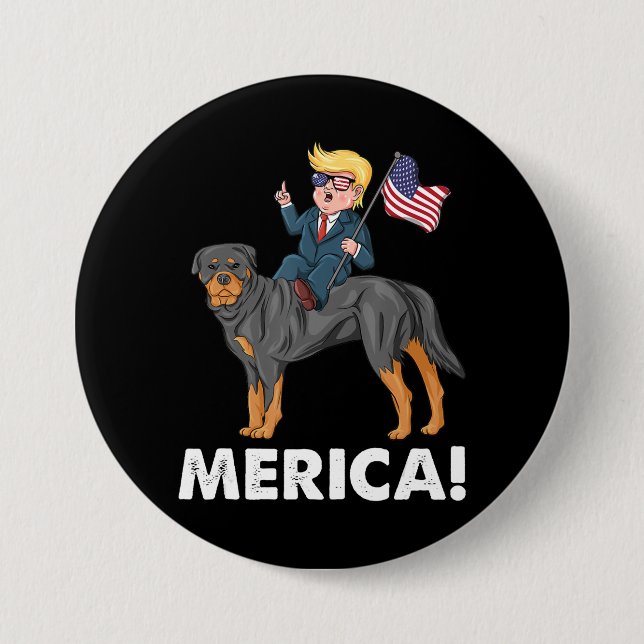 Trump Merica Rottweiler Hund American Hero Knapp (Framsida)