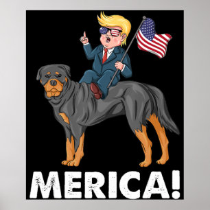 Trump Merica Rottweiler Hund American Hero Poster