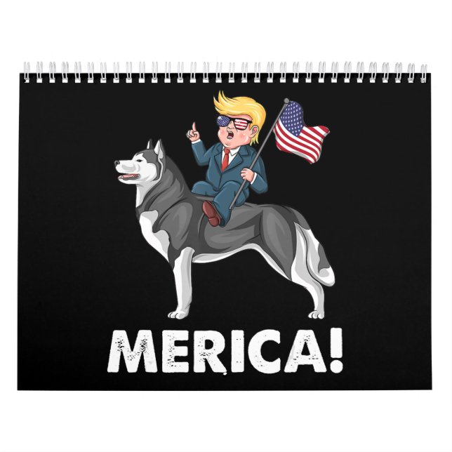 Trump Merica Siberian husky Hund American Hero Kalender (Omslag)