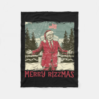 Trump Merry Rizzmas Funny Humous Trump Dance Chr Fleecefilt