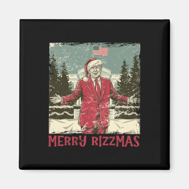 Trump Merry Rizzmas Funny Humous Trump Dance Chr Magnet (Framsidan)