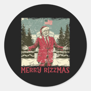 Trump Merry Rizzmas Funny Humous Trump Dance Chr Runt Klistermärke