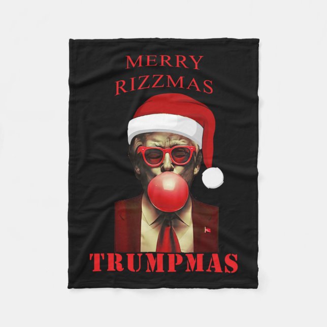 Trump Merry Rizzmas Trumpmas Funny jul Bubbl Fleecefilt (Framsidan)