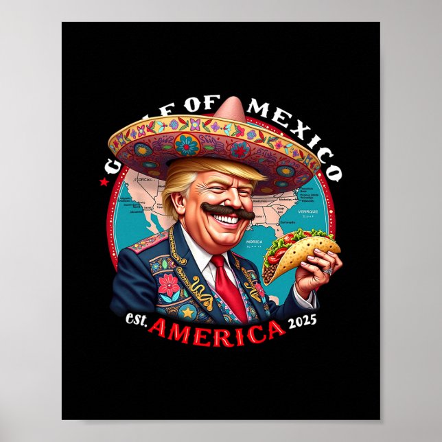 Trump Mexikanska Golfen Est Amerika 2025  Poster (Framsidan)