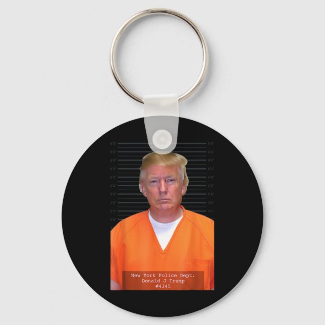 Trump Mugg Shot Range Jumpdrädräkt Parody Behind P Nyckelring (Framsida)