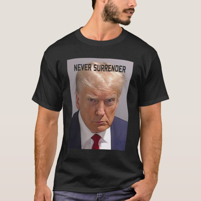 Trump Mugshot Donald Trump Mugg sköt aldrig Överen T Shirt (Framsida)