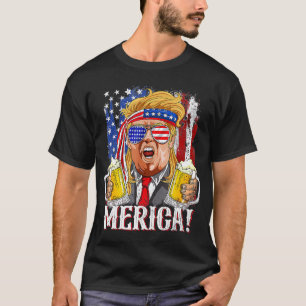 Trump Mullet 4:e juli USA Amerikanska Flagga Meric T Shirt
