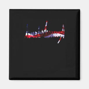 Trump Namnteckning USA flagga 4:e juli 2024 Maga T Magnet