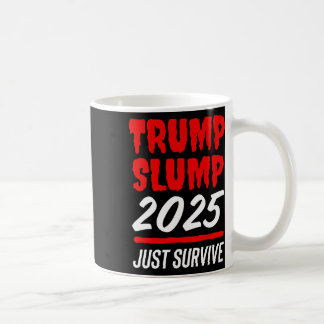 Trump Nedgång 2025 Överleva - Blodröd Aktiemarknad Kaffemugg