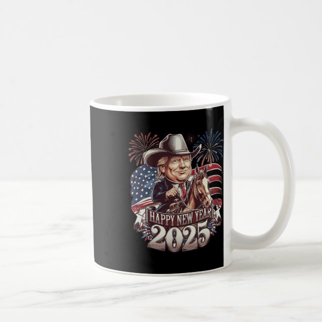 Trump Nyår 2025 Patriotic Horse Trump American Kaffemugg (Höger)