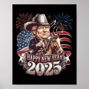 Trump Nyår 2025 Patriotic Horse Trump American Poster