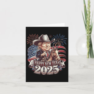 Trump Nyår 2025 Patriotisk Häst Trump Amerikansk Kort