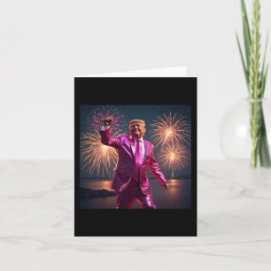 Trump Nyårsafton 2025 Livlig Rosa Kostym Firande Kort