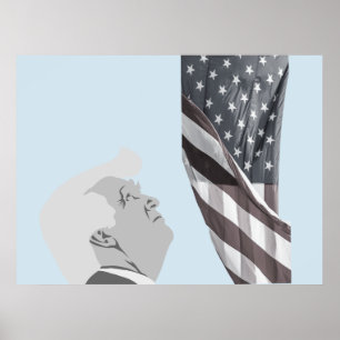 Trump och amerikansk Flagga Poster