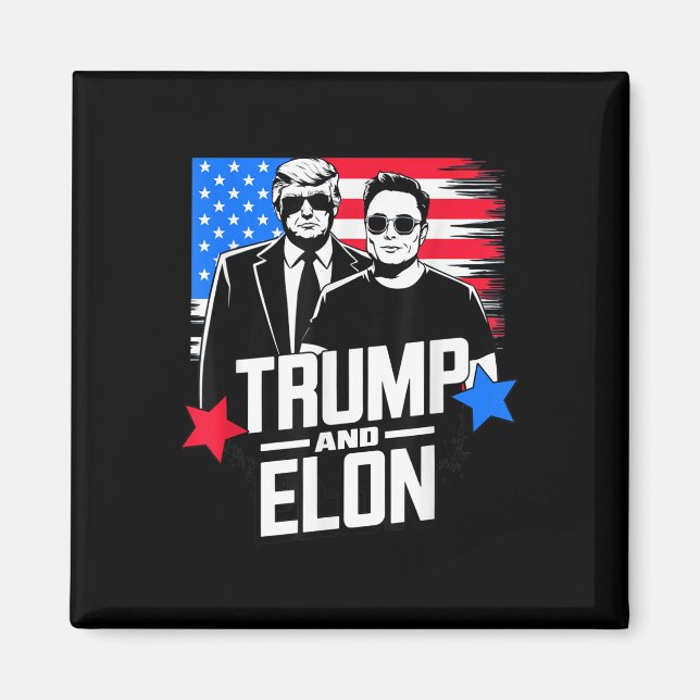 Trump och Elon 2024 Presidentval i Amerika Magnet (Framsidan)
