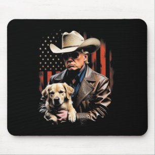 Trump och golden retriever hund, amerikansk flagga musmatta
