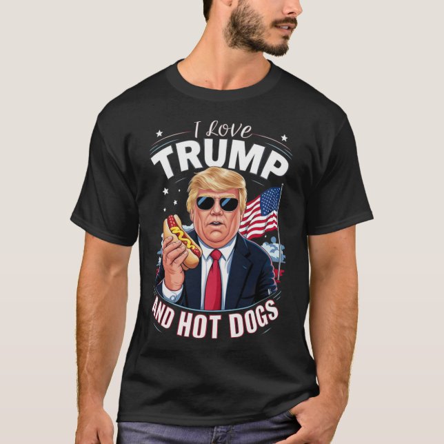 Trump och Hett Hundar - Superskoj Konservativ T Shirt (Framsida)