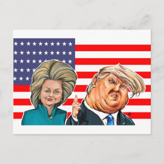 Trump och Hillary Caricature Vykort
