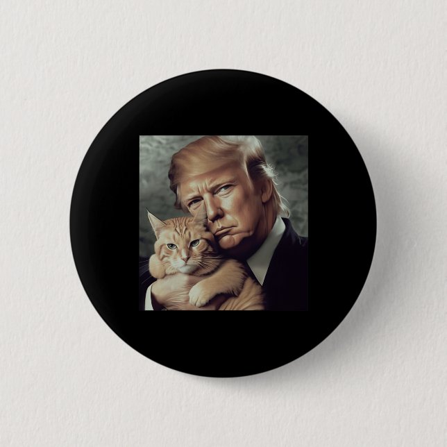 Trump och katt - Lustigt trumfkort Knapp (Framsida)