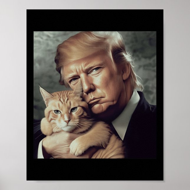 Trump och katt - Lustigt trumfkort Poster (Framsidan)