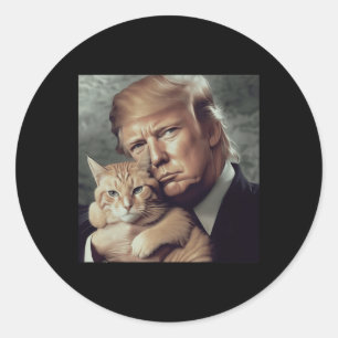 Trump och katt - Lustigt trumfkort Runt Klistermärke