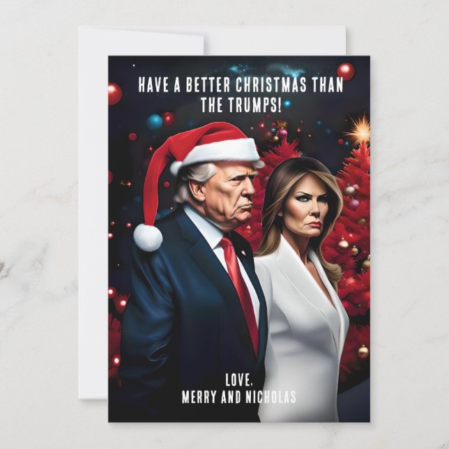 Trump och Melania Bad jul Julkort (Framsida)