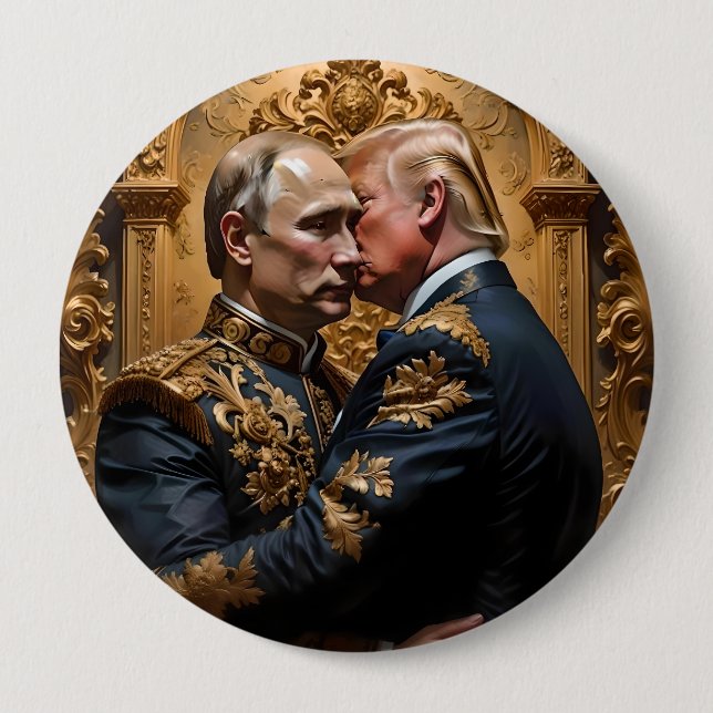 Trump och Putin Embrace Knapp (Framsida)