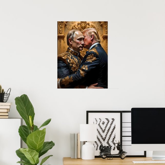 Trump och Putin Embrace Poster (Hemmakontoret)