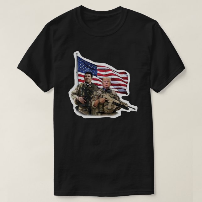 Trump och Reagan Military 2020 Sticker T Shirt (Design framsida)