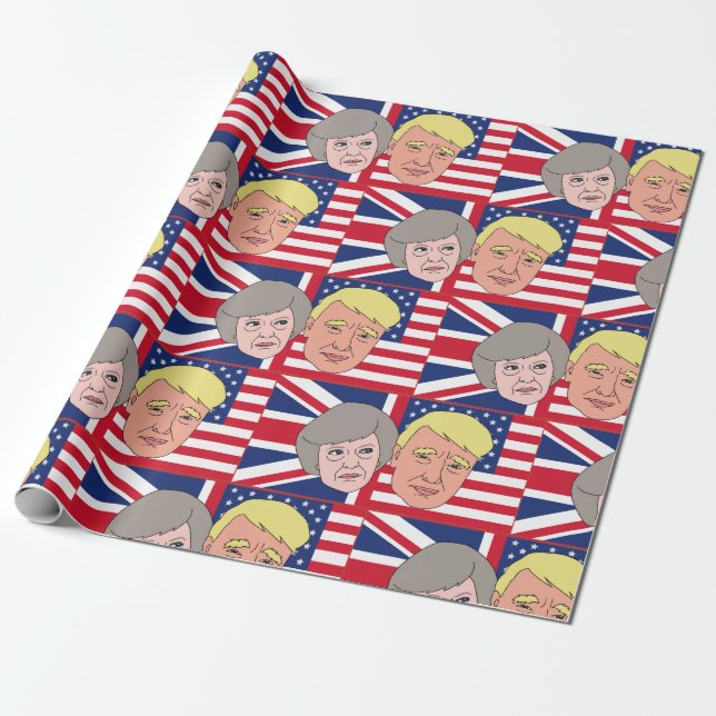 Trump och Theresa Wrapping Papper Presentpapper (Utrullad)
