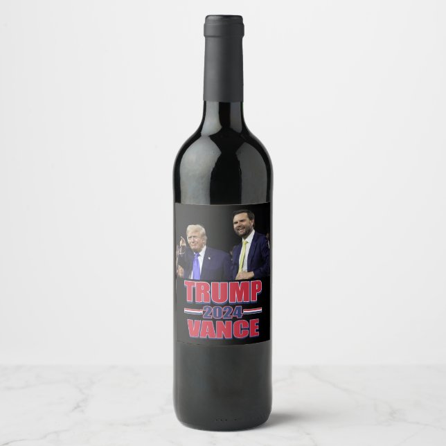 Trump och Vance 2024 Vinflaska Etikett (Framsida)